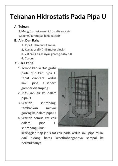 Docx Tekanan Hidrostatis Pada Pipa U Dokumen Tips