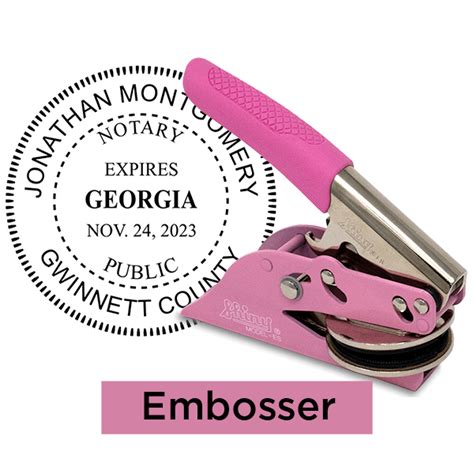 Georgia Notary Pink With Expiration Round Design Seal Simply Stamps