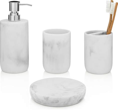 Essentra Home Blanc Collection 4 Piece White Bathroom