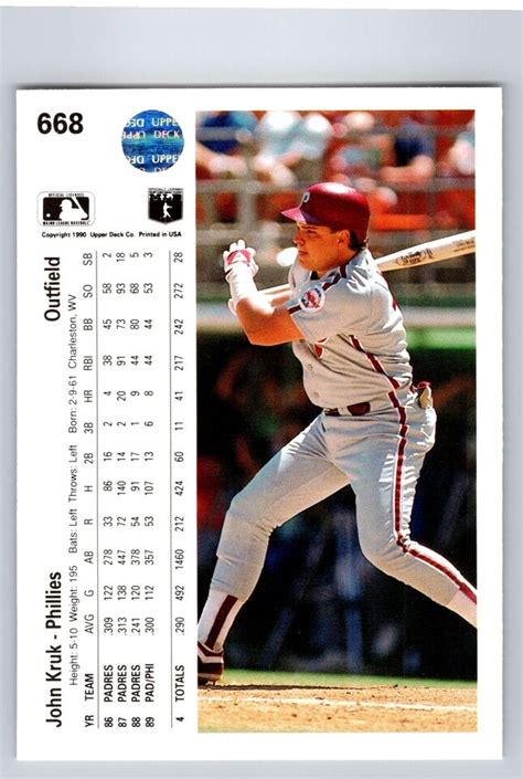 John Kruk Philadelphia Phillies Upper Deck Ebay