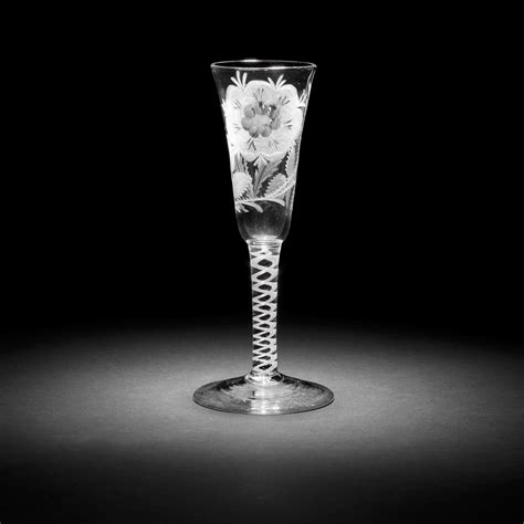 Bonhams A Jacobite Engraved Opaque Twist Ale Glass Circa 1760