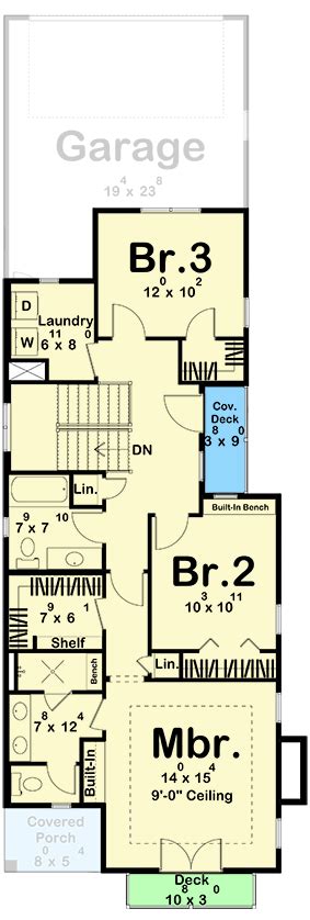 Two-Story Craftsman House Plan with Rear Facing Garage - 1884 Sq Ft ...