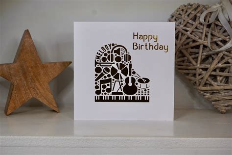 Happy Birthday Music Card Birthday Instruments Music Etsy Uk