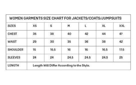 Size Guide Size Chart