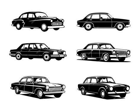 premium vector  set collection  sedan car silhouette illustrations
