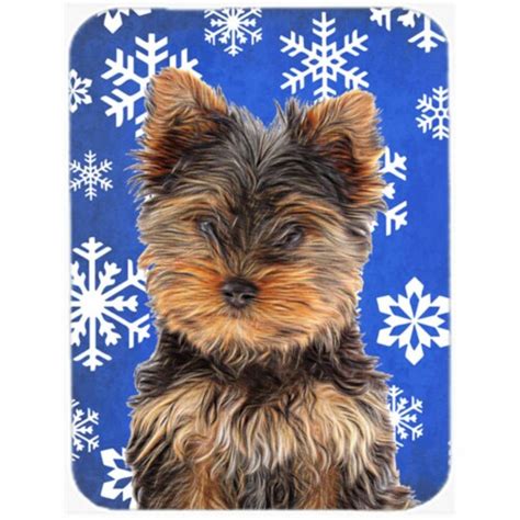 Winter Snowflakes Holiday Yorkie Puppy Yorkshire Terrier Mouse Pad Hot Pad Or Trivet Kroger