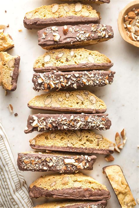 Chocolate Dipped Almond Biscotti Nourish And Fete