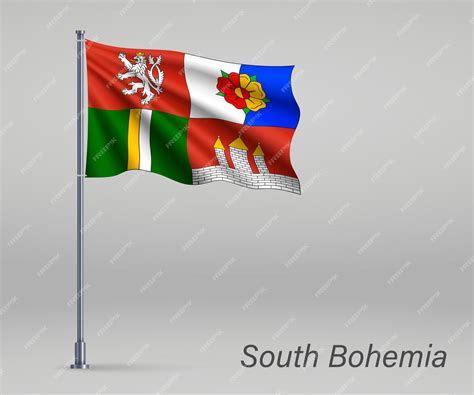 Premium Vector | Waving flag of south bohemia region of czech republic