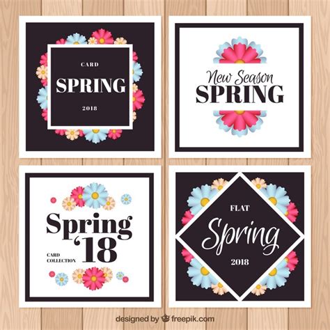 Collection De Cartes Printemps Plat Vecteur Gratuite