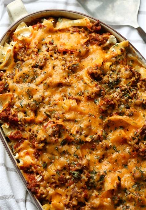 A Cozy And Comforting Sour Cream Noodle Bake Prepared With Layers Of