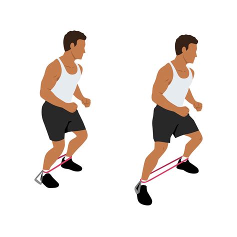 Man doing Resistance band side steps exercise. 26751878 Vector Art at