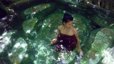 Cute Smiling Asian Girl In Bikini In The River By A Rope Thailand Stock Footage Video Of