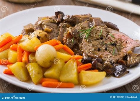 Roast Beef With Potatoes And Carrots High Quality Photo Stock Image Image Of Rosemary