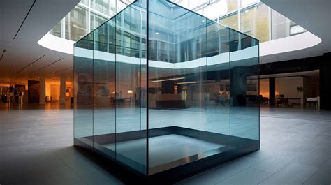 Large Glass Cube Sitting In An Indoor Museum Background Picture Inside Glass Cube Background