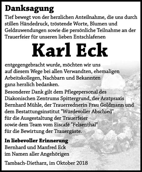 Traueranzeigen Von Karl Eck Trauer In Thueringen De