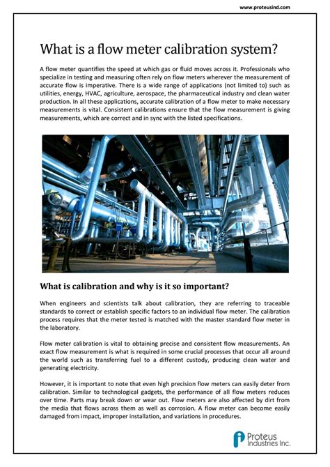 Liquid Flow Meter Calibration Equipment : Proteus Industries Inc. by ...