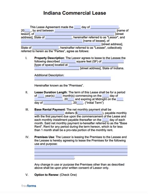 Free Indiana Rental Lease Agreement Templates Pdf Word