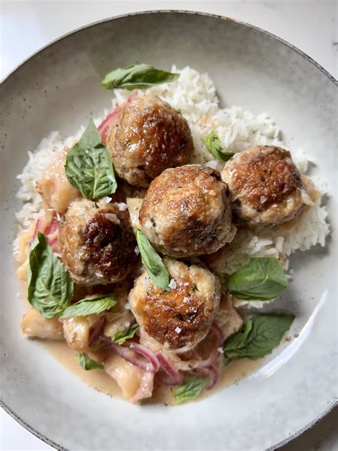 Ginger Pork Meatballs With Peaches Djalali Cooks