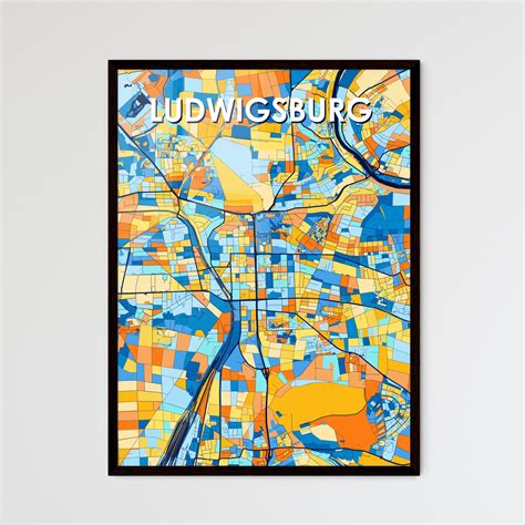 Ludwigsburg Germany Vibrant Colorful Art Map Poster By Hebstreit