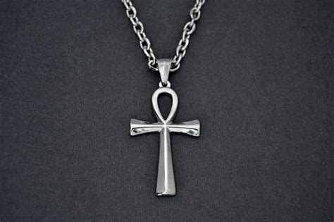 Silver Ankh Necklace For Men Stainless Steel Chain Mens Etsy