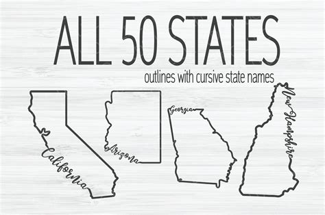 All 50 States Outline Svg Bundle United States Svg Us Etsy Hong Kong