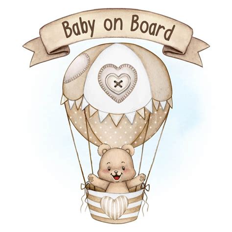 Baby Bear On A Hot Air Balloon Baby Shower Stock Vector Illustration Of Cartoon Funny 319816850