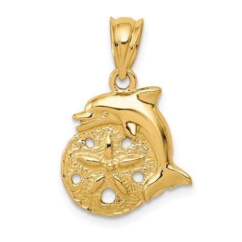 K Yellow Gold Dolphin And Sand Dollar Charm C Joy Jewelers