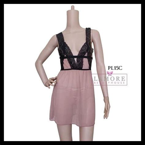 Jual Seksi Night Gown Baju Tidur Sexy Lingerie Lace Premium Nude Pl15C