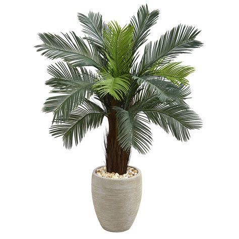 Earthflora Deco Artificial Cycas Palms 45 Cycas Artificial Tree In Oval Planter Uv