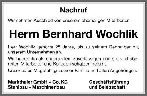 Traueranzeigen Von Bernhard Wochlik Augsburger Allgemeine Zeitung