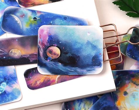 Galaxy Themed Stickers Pack Space Sticker Set Nebula Milky - Etsy