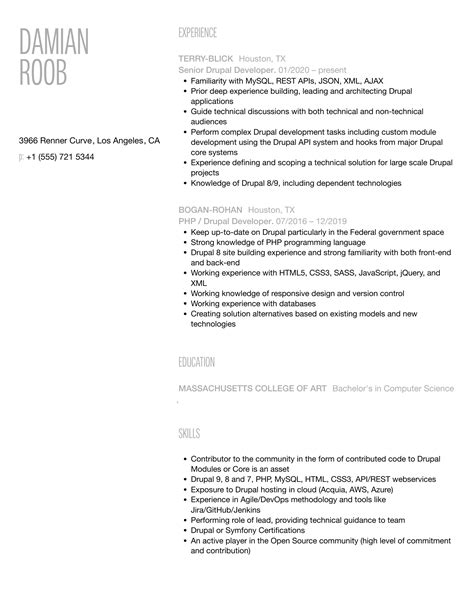 Drupal Developer Resume Samples Velvet Jobs