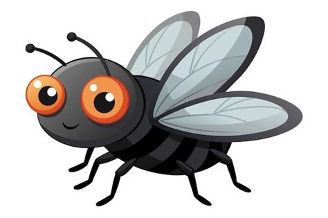 Cute Cartoon Black Fly Vector Illustration Premium Ai Generated Image