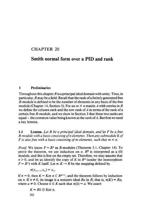 Smith normal form over a PID and rank (Chapter 20) - Basic Abstract Algebra