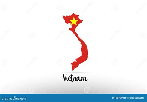 Vietnam Country Flag Inside Map Contour Design Icon Logo Stock Vector