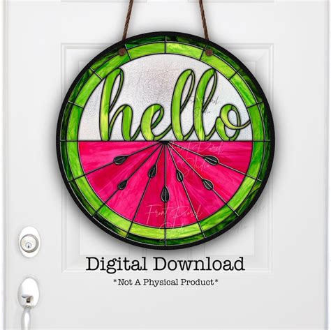 Watermelon Stained Glass Sublimation Door Hanger Design Printable