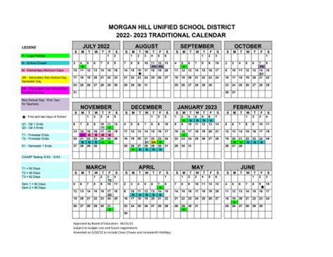 Morgan Hill Unified School District Calendar 2025 - Audie Margarethe