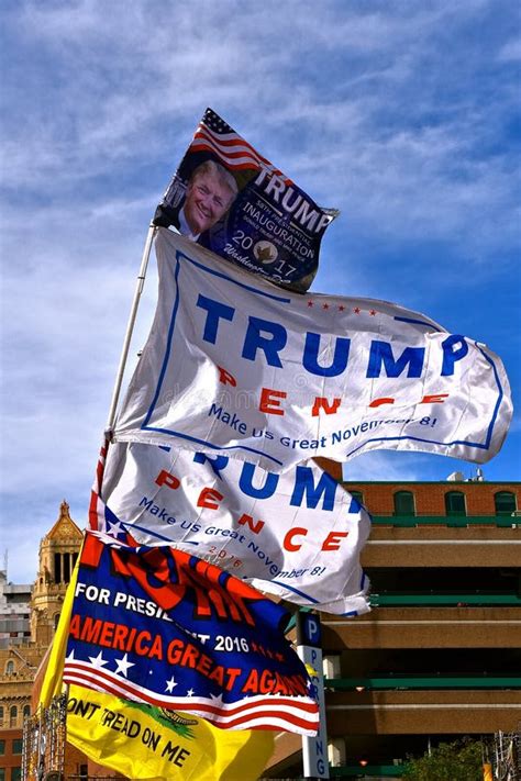 Trump Political Banners and Flags at a Rally Editorial Image - Image of ...