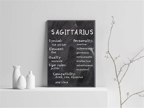 Sagittarius Traits On Chalkboard Sagittarius Zodiac Poster Etsy