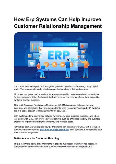 Ppt How Erp Systems Can Help Improve Customer Relationship Management Powerpoint Presentation