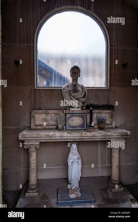 Burial Tomb Detail Inside Passy Cemetery Paris France 052009 Stock