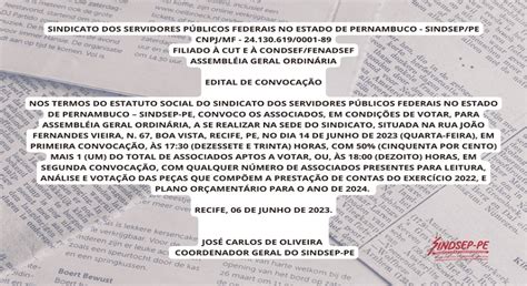 Assembleia de prestação de contas do Sindsep PE nesta quarta 14 CONDSEF