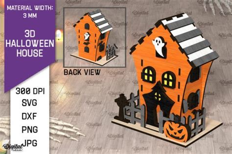 3d Halloween House Laser Cut Design Graphic By Digital Idea · Creative