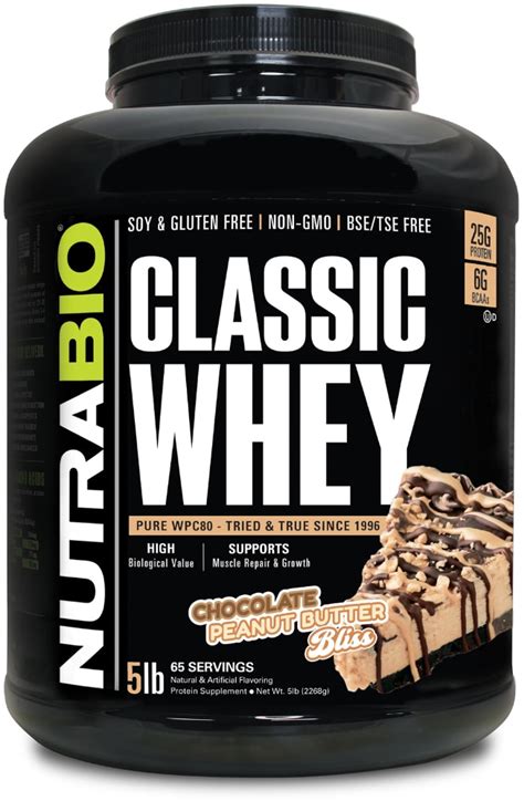 NutraBio Classic Whey Protein Chocolate Peanut Butter Bliss 80 Oz