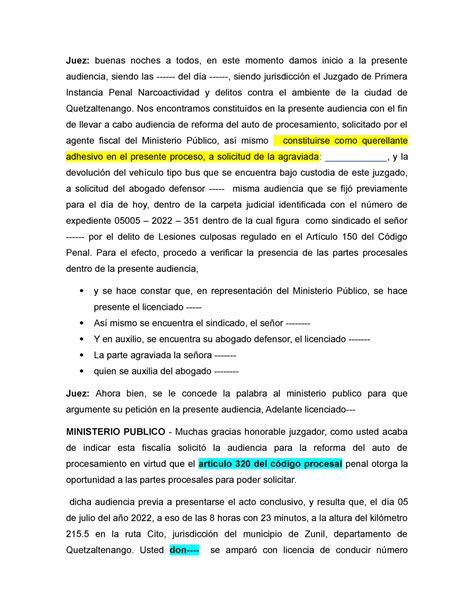 Reforma Auto De Procesamiento 14 Septiembre Juez Buenas Noches A