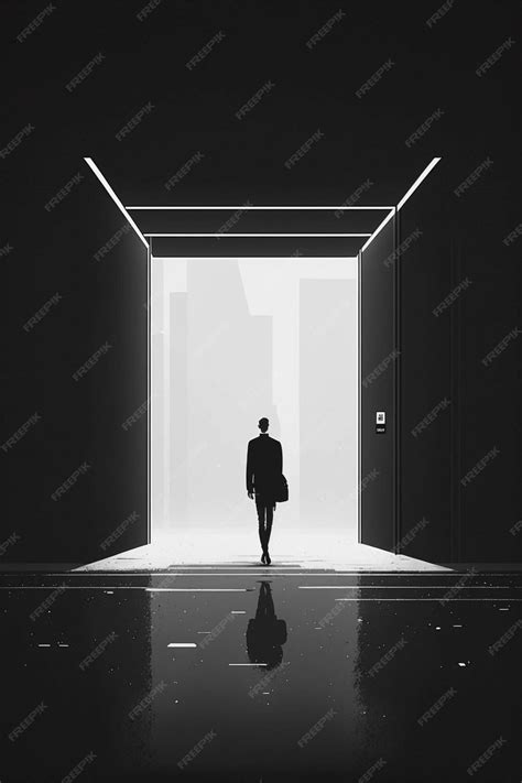 Premium Ai Image Black And White Photo Of A Man In A Dark Room