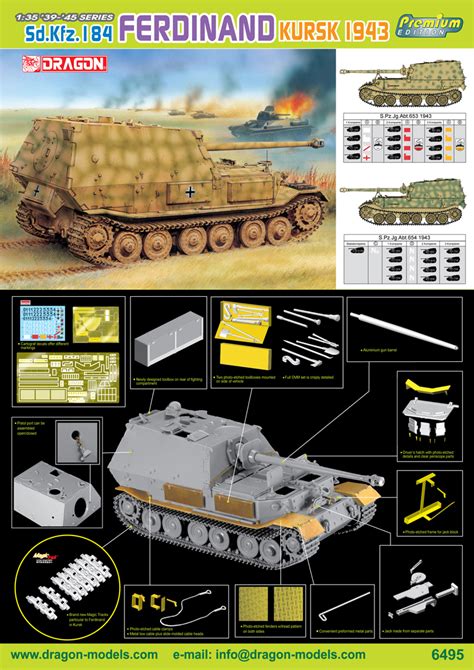 6495 1 35 Sd Kfz 184 Ferdinand Kursk 1943 Dragon Plastic Model Kits