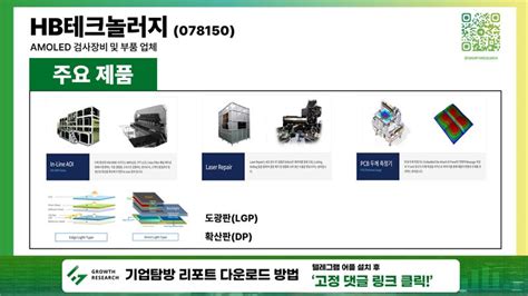 기업분석 Hb테크놀러지 Oled 넘어 2차전지 장비까지고부가가치 종합 장비 업체 뷰어스