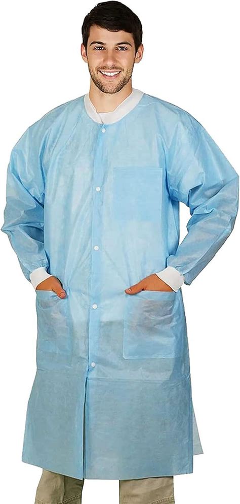 Sky Blue Disposable Lab Coats For Adults Medium Pack Medical Ppe