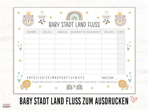 Babyparty Spiele Stadt Land Fluss Pdf Boho Baby Shower Party Spiel Zum